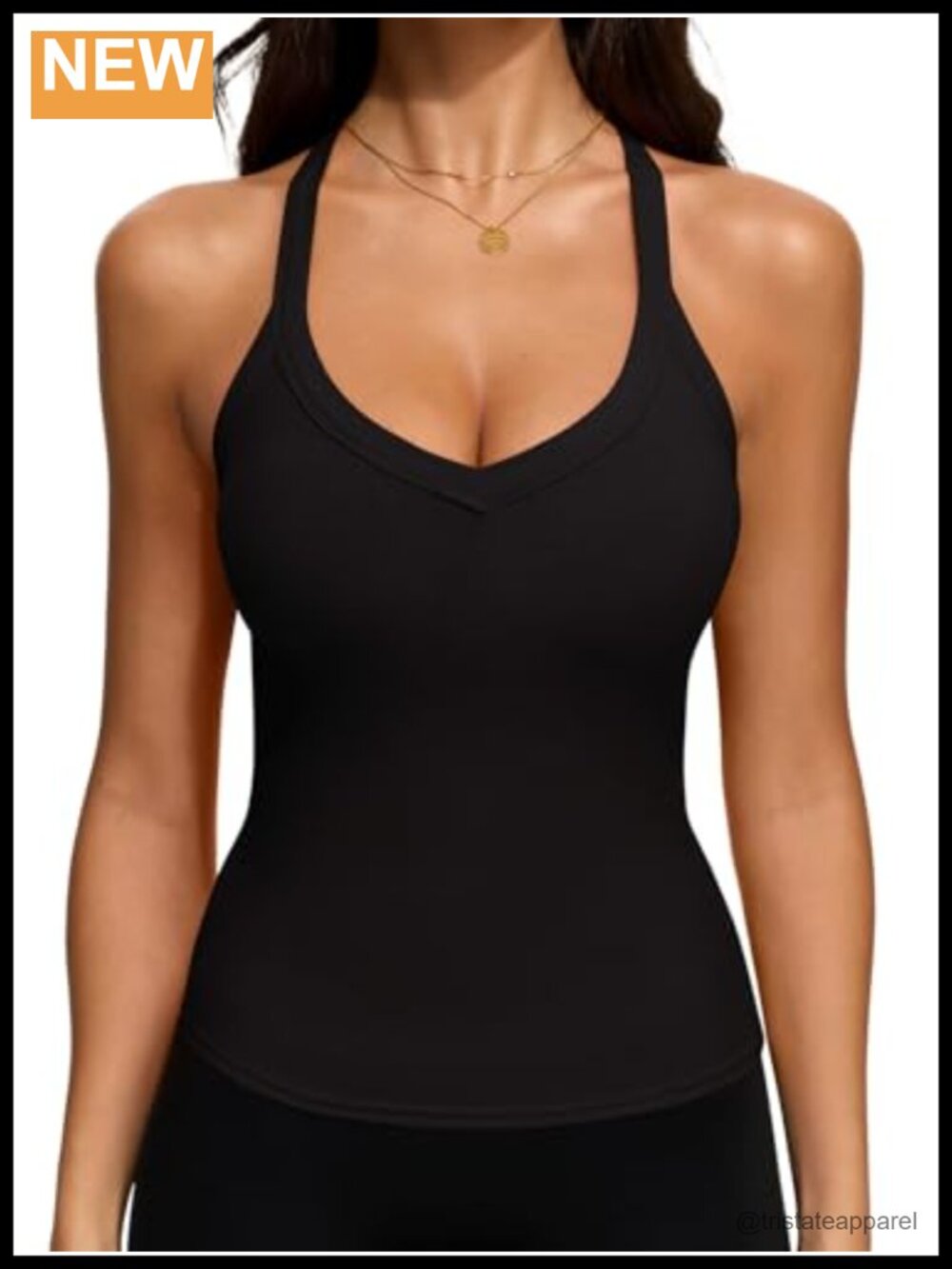 V Neck Racerback Tank Top Sleeveless Ribbed Workout Top
